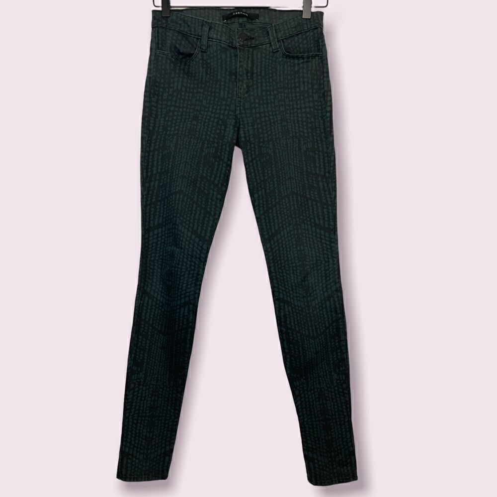 J Brand Mid Rise Snake Print Super Skinny Jeans 26